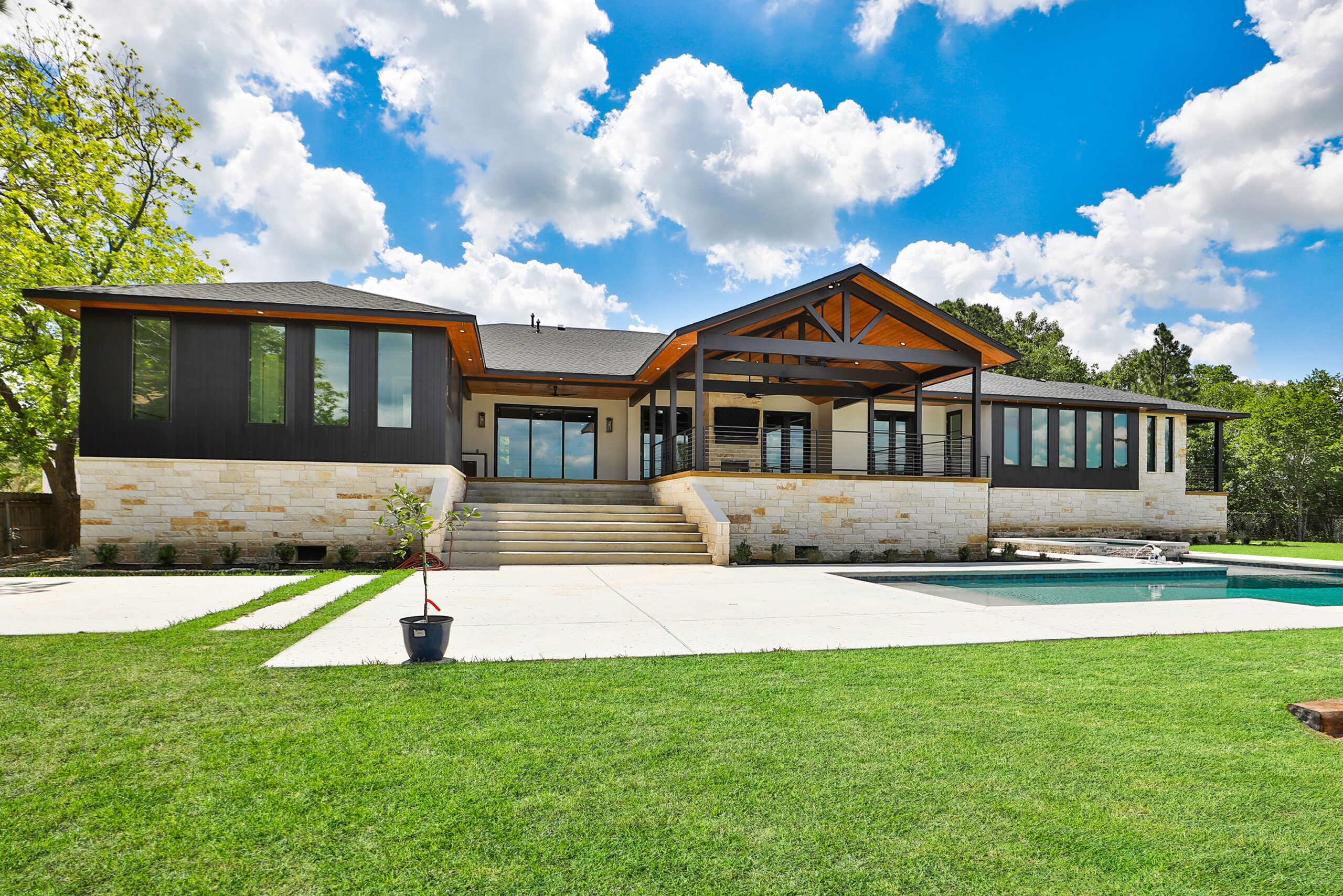 View of New Construction Waterfront Hill Country Modern at League City